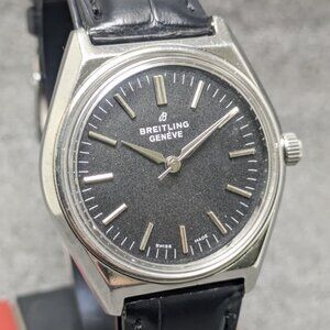 BREITLING Watch Mechanical Swiss made manual winding 17 jewels black - Vintage